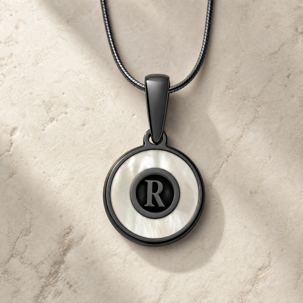 Black Finish Cream Monogram Ash Resin Jewelry