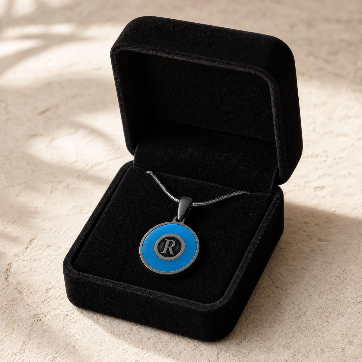 Black Finish Turquoise Monogram Ash Resin Jewelry