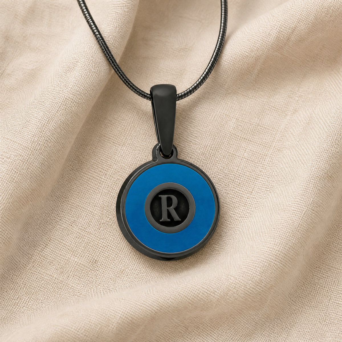 Black Finish Turquoise Monogram Ash Resin Jewelry
