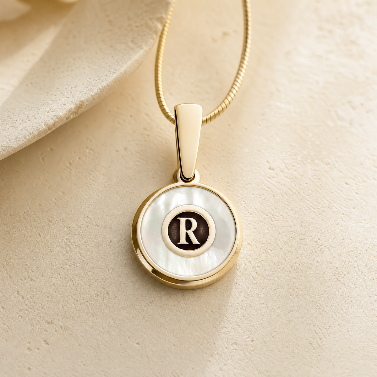 Solid 14K Gold Creamy Monogram Ash Resin Jewelry