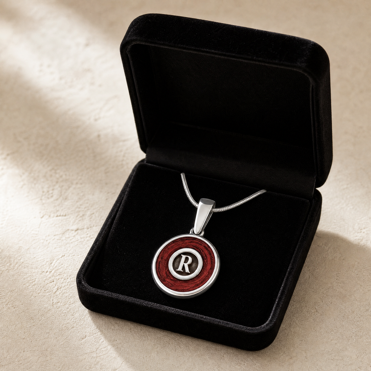 Silver Crimson Monogram Ash Resin Jewelry
