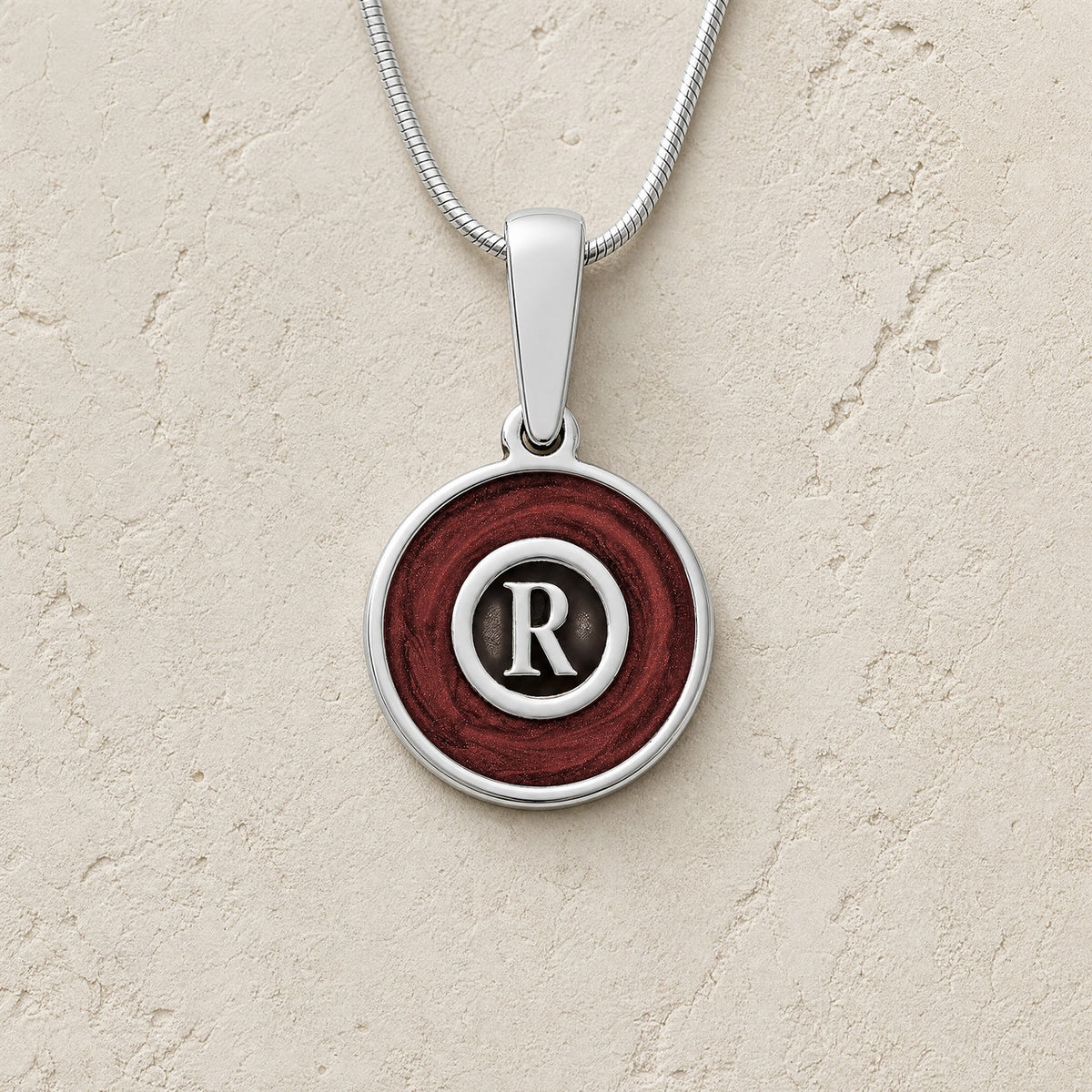 Silver Crimson Monogram Ash Resin Jewelry