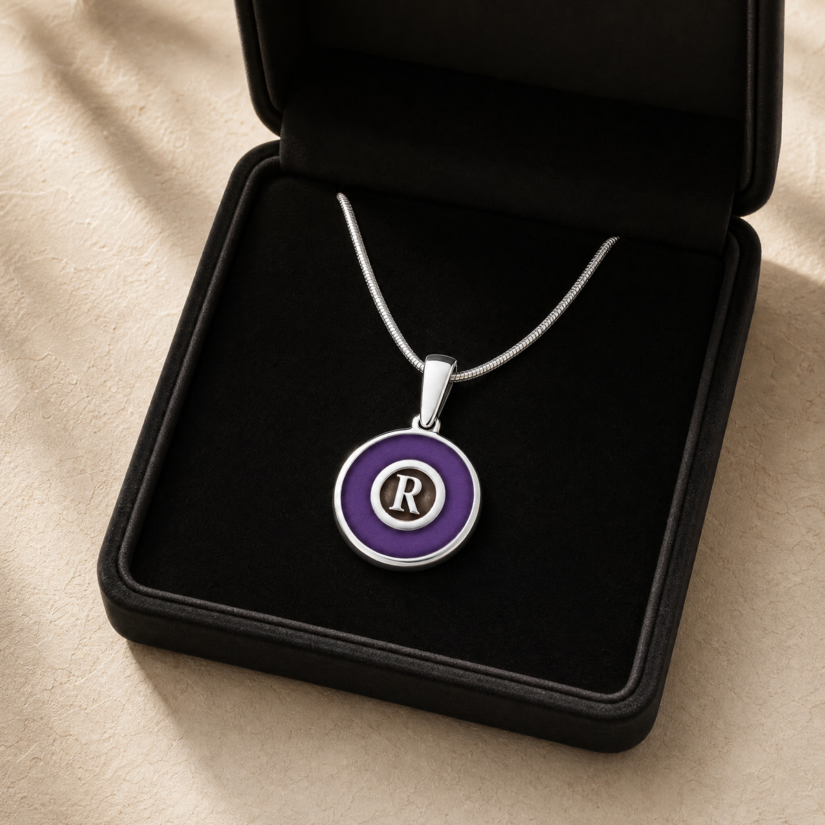 Solid 14K White Gold Lilac Monogram Ash Resin Jewelry