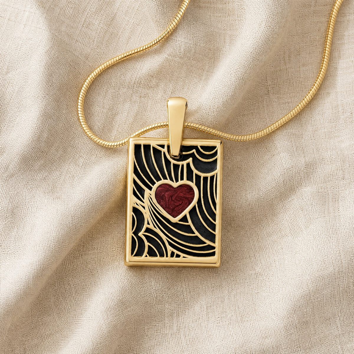 Gold Crimson Heart Rectangular Ash Resin Jewelry