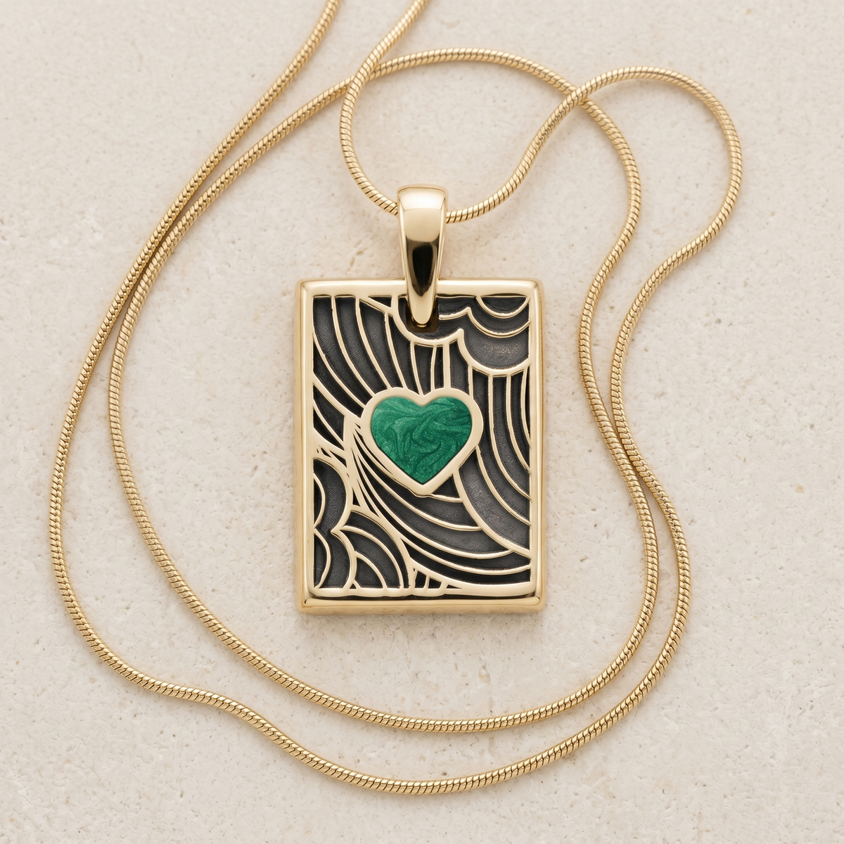 Gold Seafoam Heart Rectangular Ash Resin Jewelry