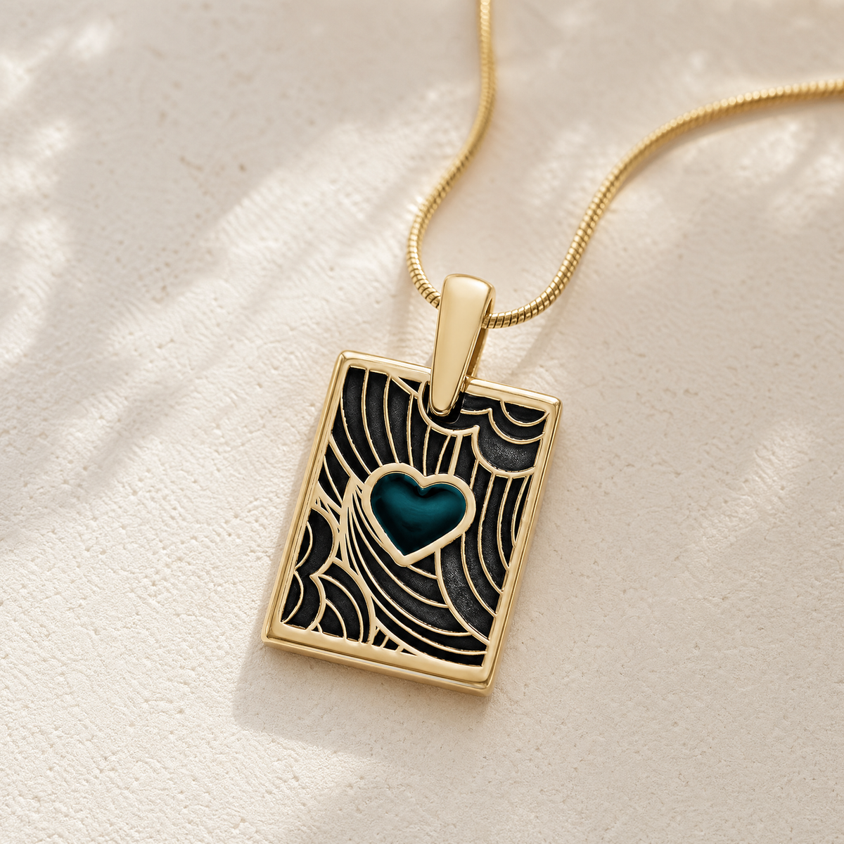 Gold Navy Heart Rectangular Ash Resin Jewelry