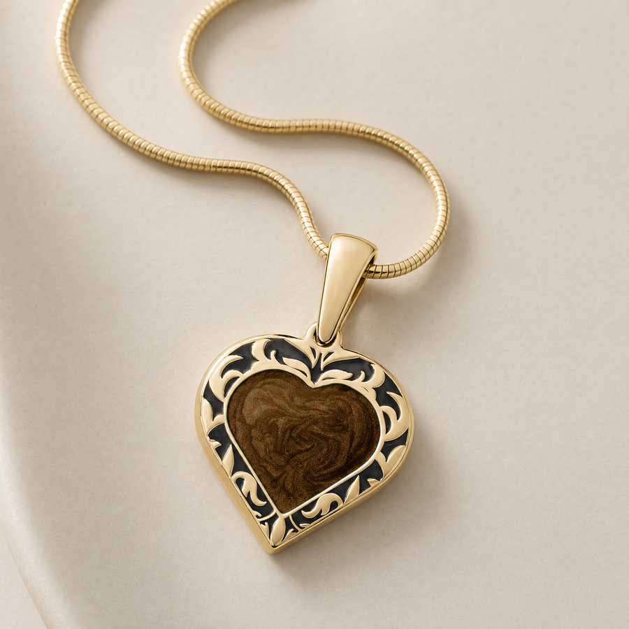Solid 14K Gold Sunnyside Heart Ash Resin Jewelry