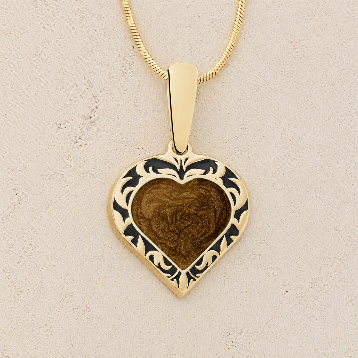 Solid 14K Gold Sunnyside Heart Ash Resin Jewelry