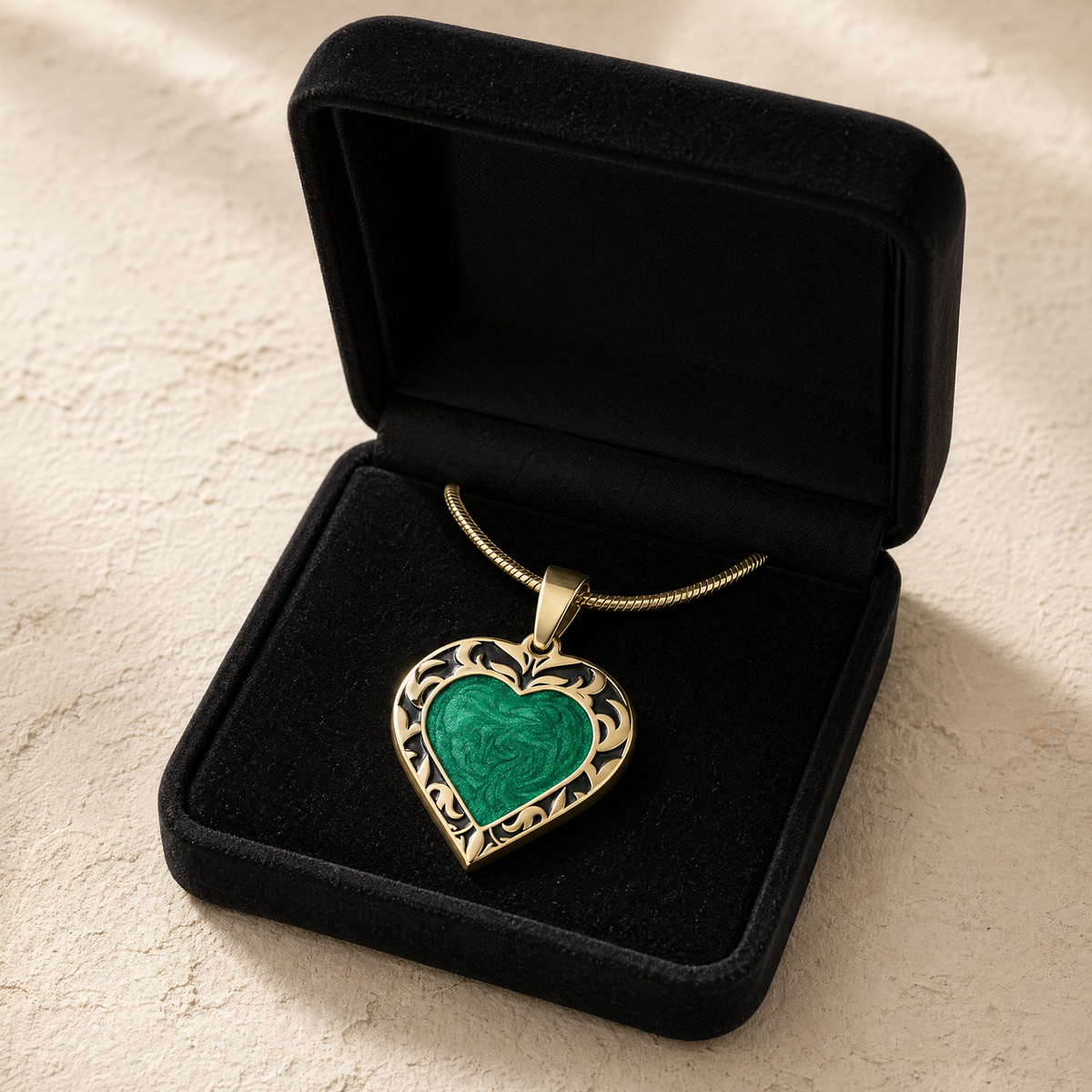 Solid 14K Gold Chinook Heart Ash Resin Jewelry