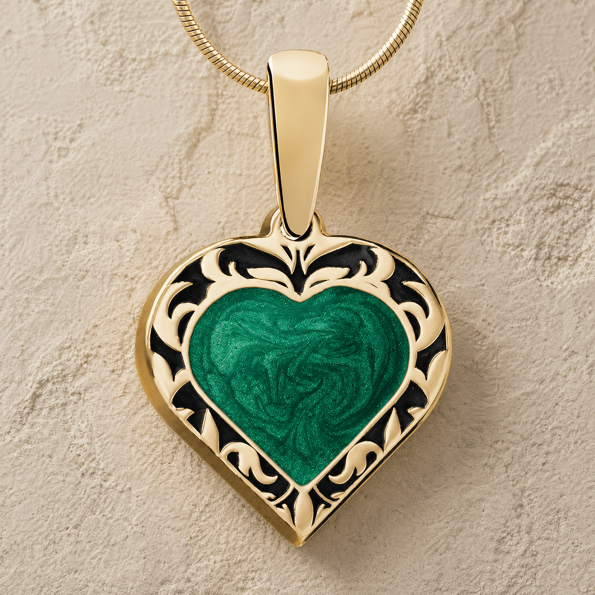 Solid 14K Gold Chinook Heart Ash Resin Jewelry