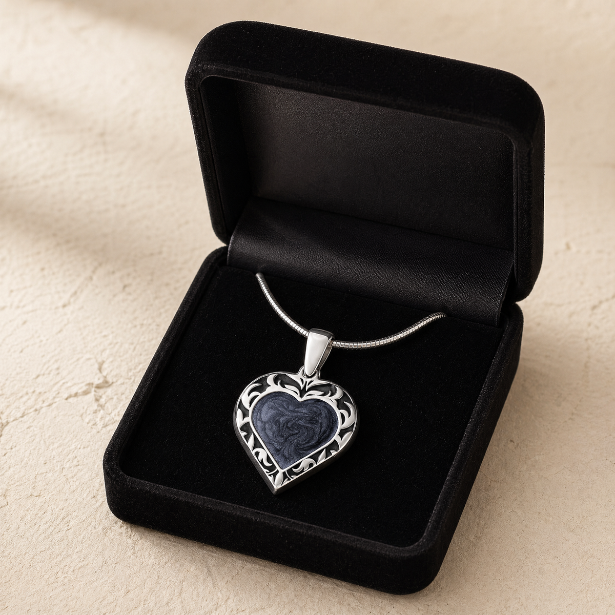 Silver Willowdale Heart Ash Resin Jewelry