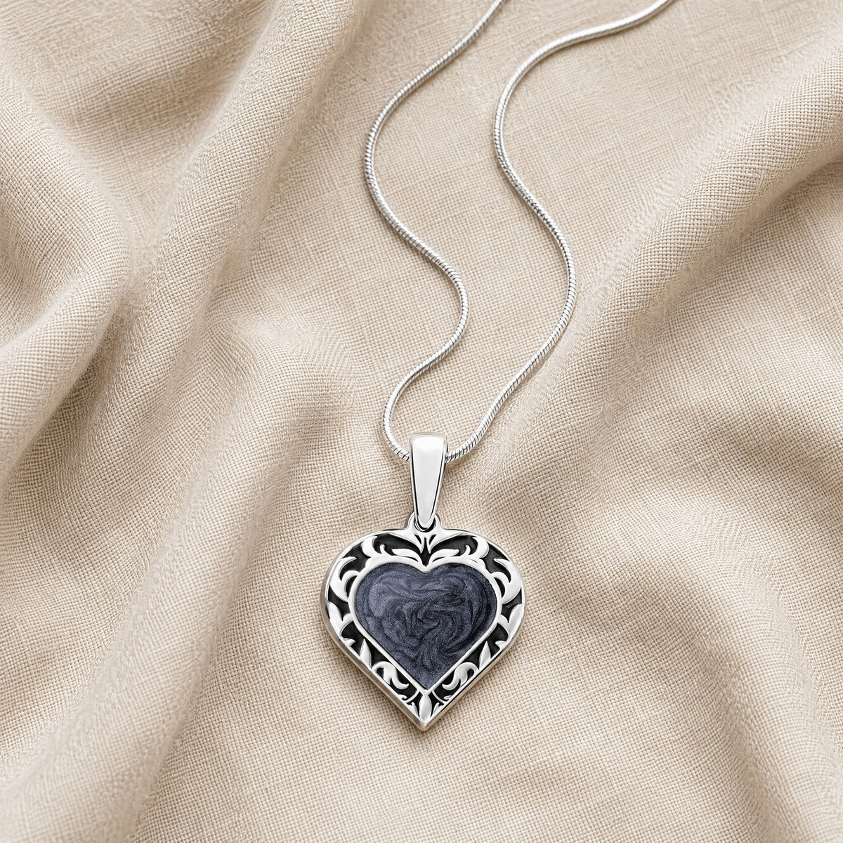 Silver Willowdale Heart Ash Resin Jewelry