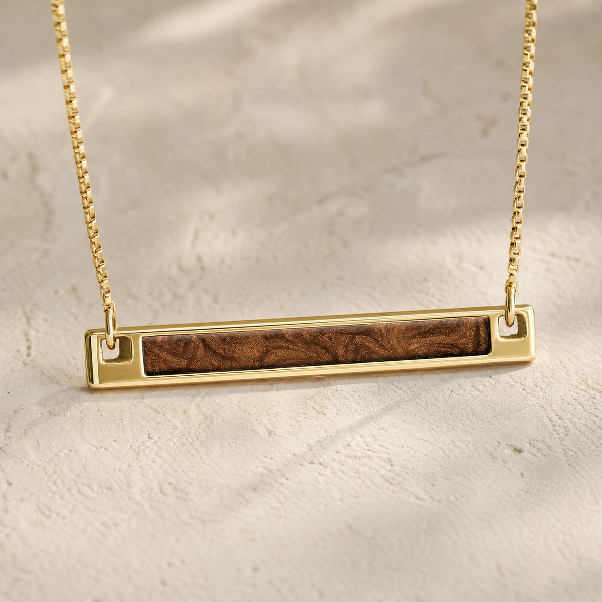 Solid 14K Gold Carob Barred Ash Resin Jewelry