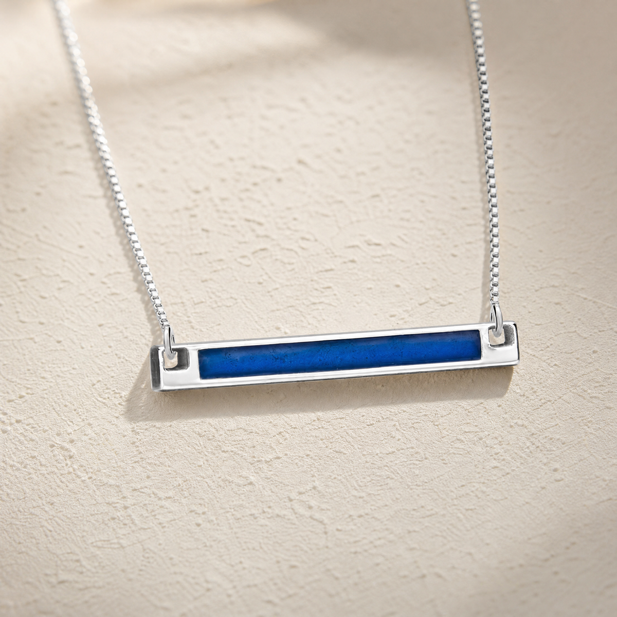 Solid 14K White Gold Blue Barred Ash Resin Jewelry