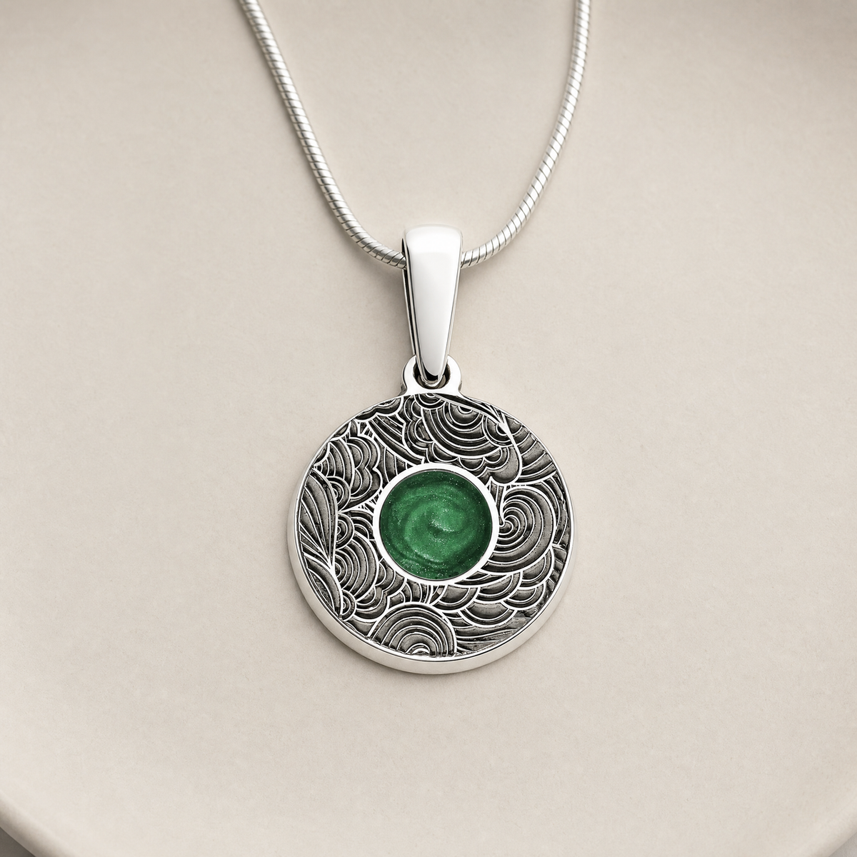 Knowing Round Sterling Silver with Seafoam Ash Resin Jewelry