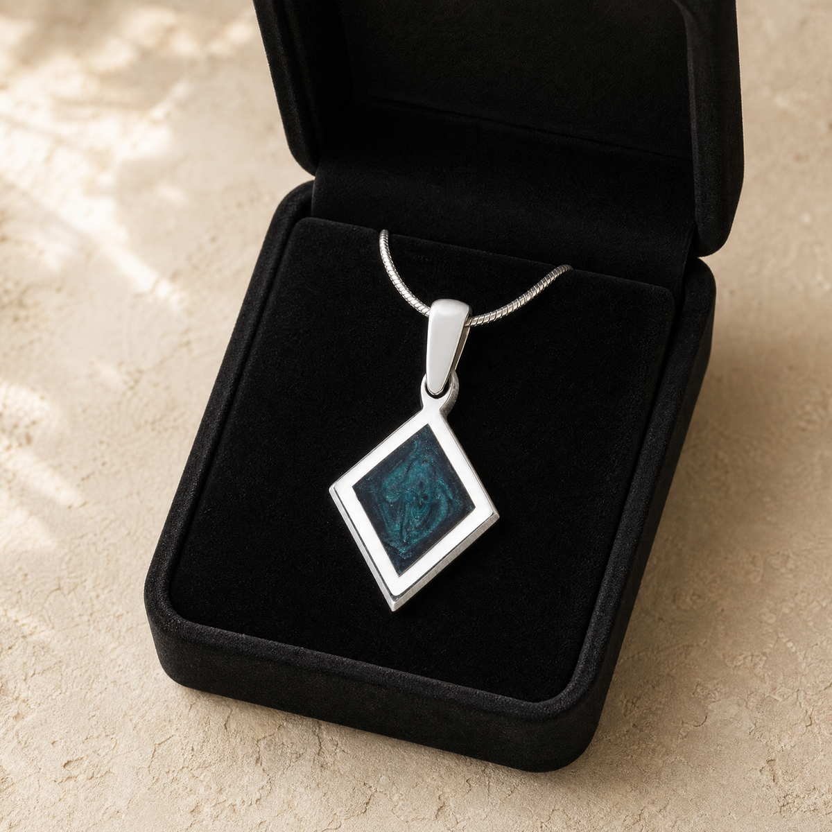 Solid 14K White Gold Modest Diamond Ash Resin Jewelry