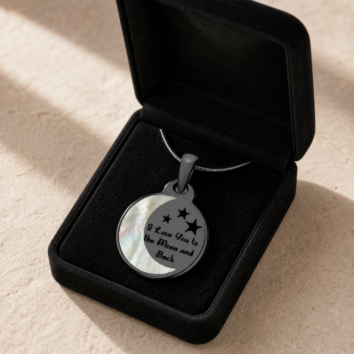 Love You To The Moon Black Finish Ash Resin Jewelry