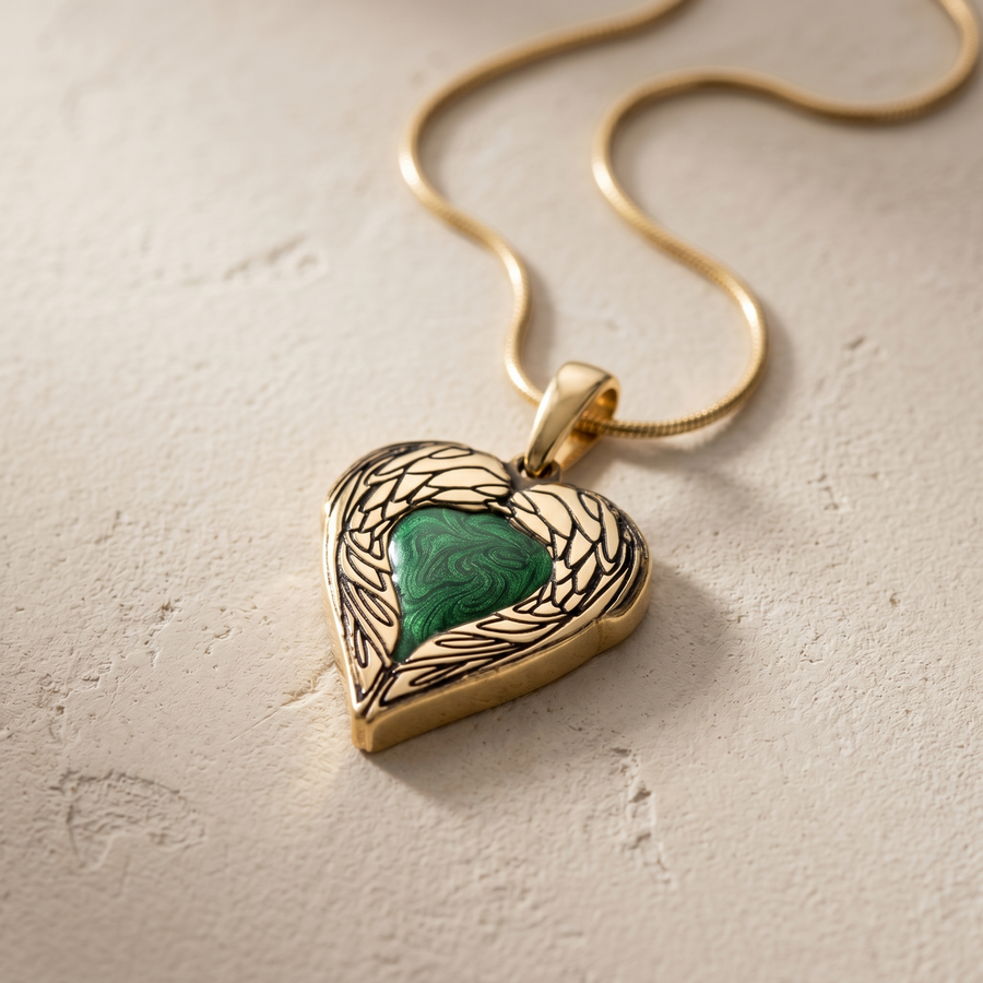 Paradise Gold Plated Heart with Seafoam Ash Resin Jewelry