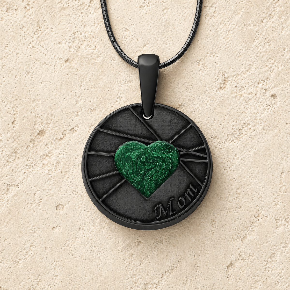 Enlightened Round Black Finish with Seafoam Ash Resin Jewelry