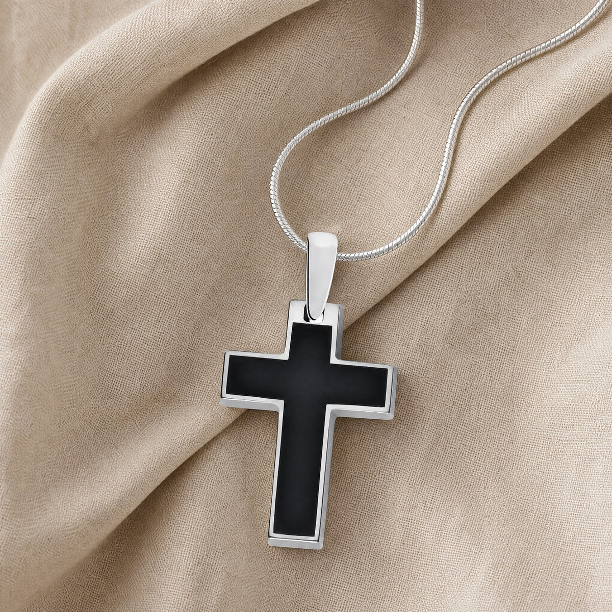 Cultured Cross Sterling Silver Ash Resin Jewelry