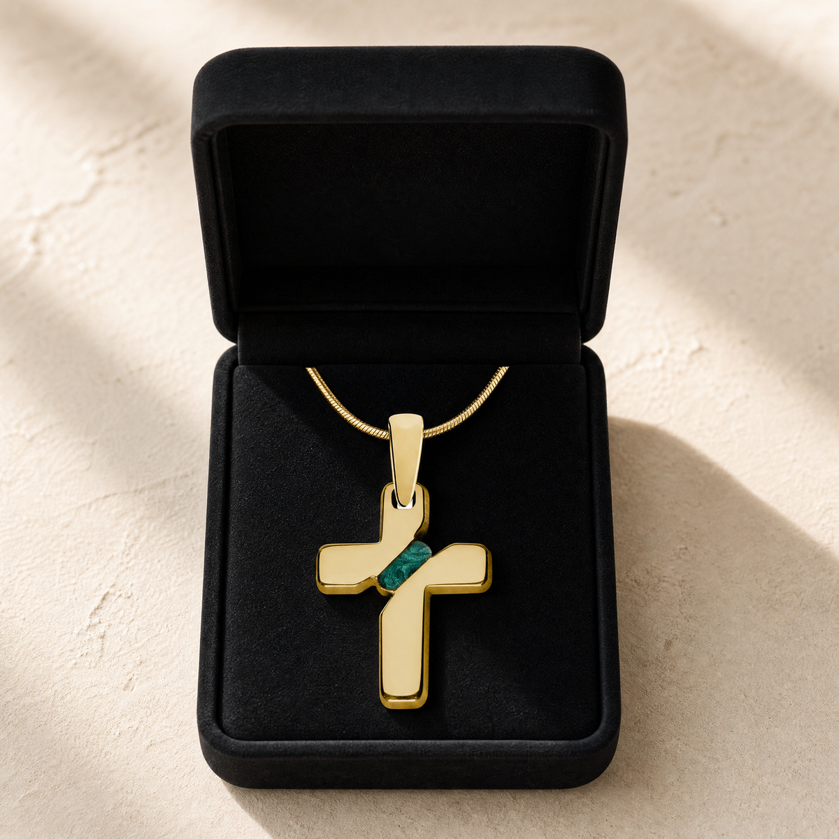 Solid 14K Gold Honoring Cross Ash Resin Jewelry