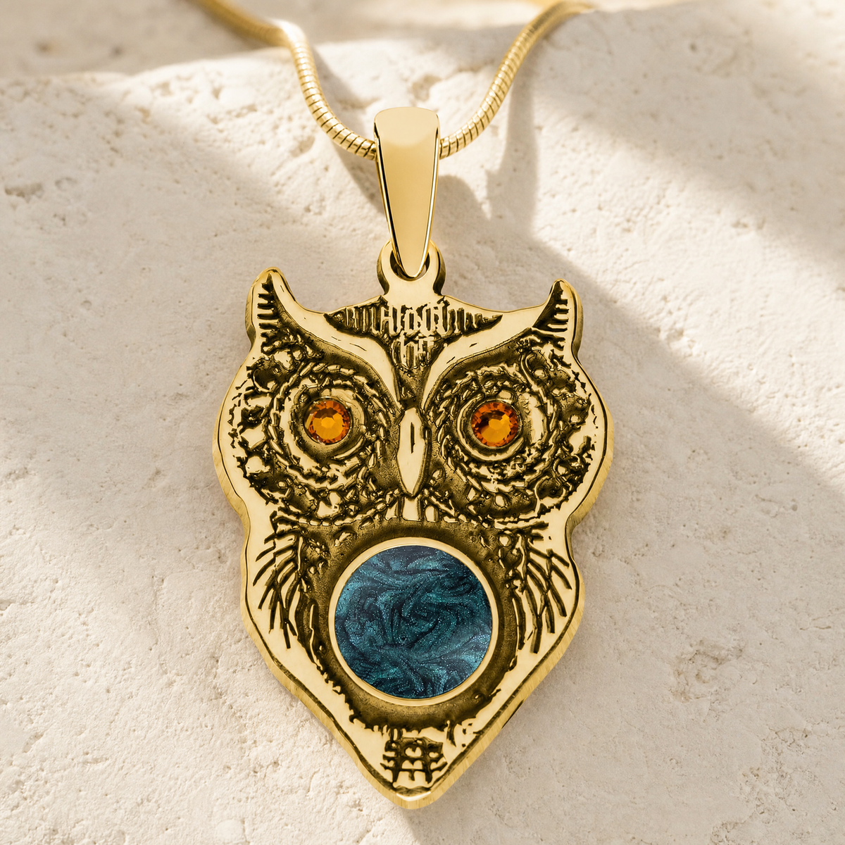 Gold Plated Wise Owl Birthstone Ash Resin Jewelry