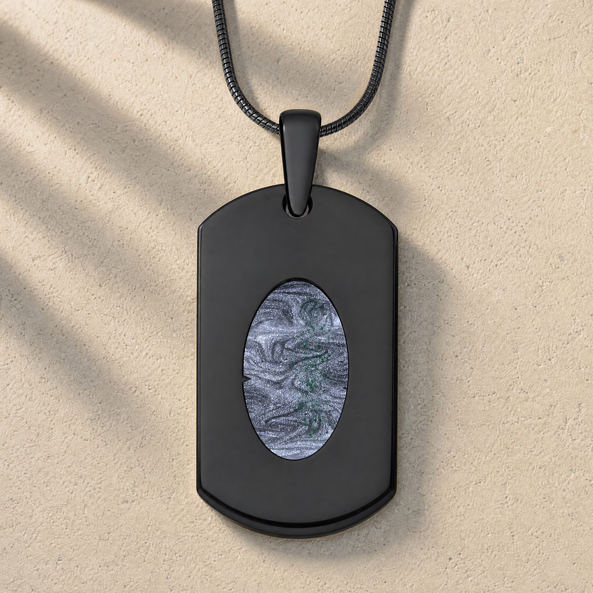 Honored Rectangle Black Finish Ash Resin Jewelry
