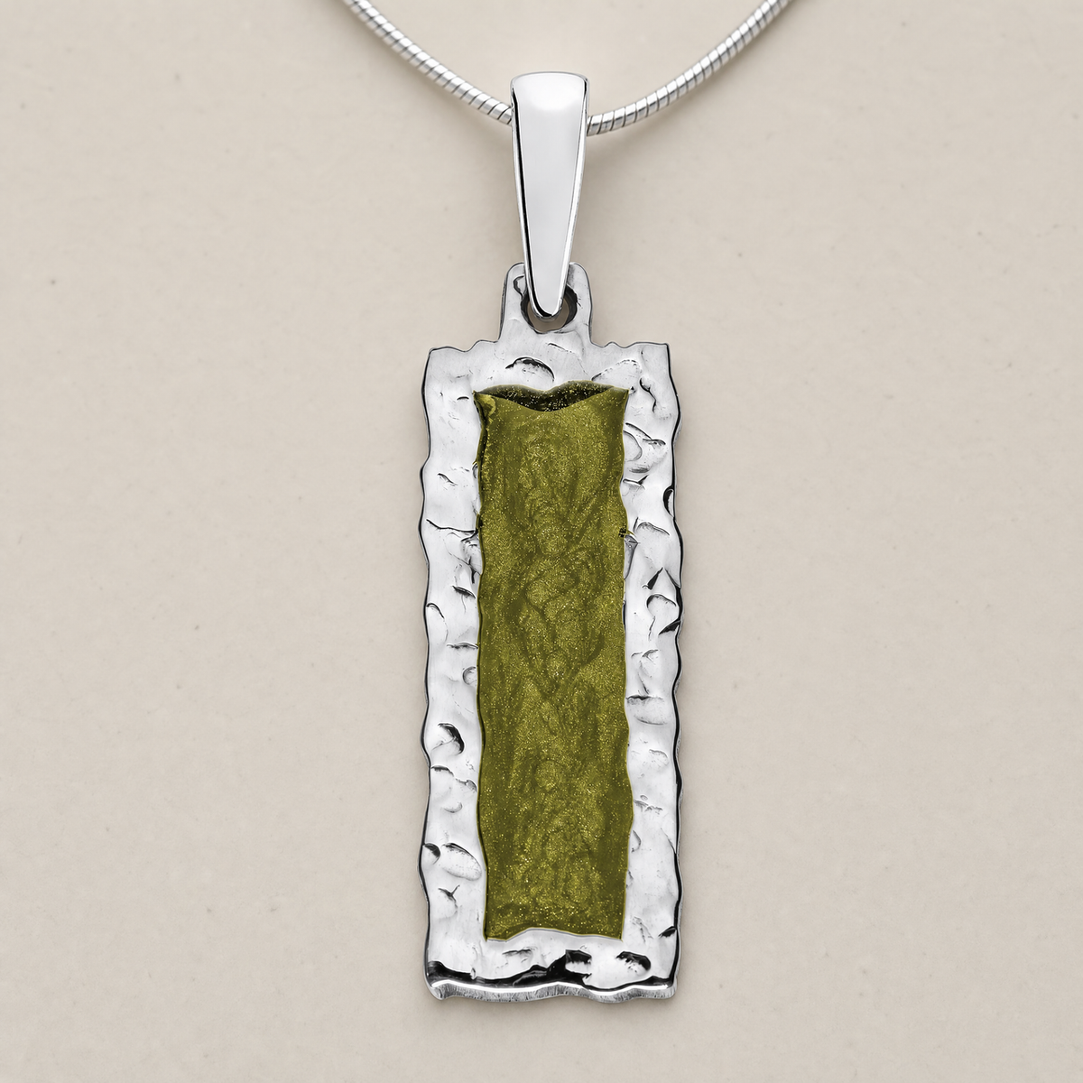 Lasting Long Rectangle Sterling Silver with Sage Ash Resin Jewelry
