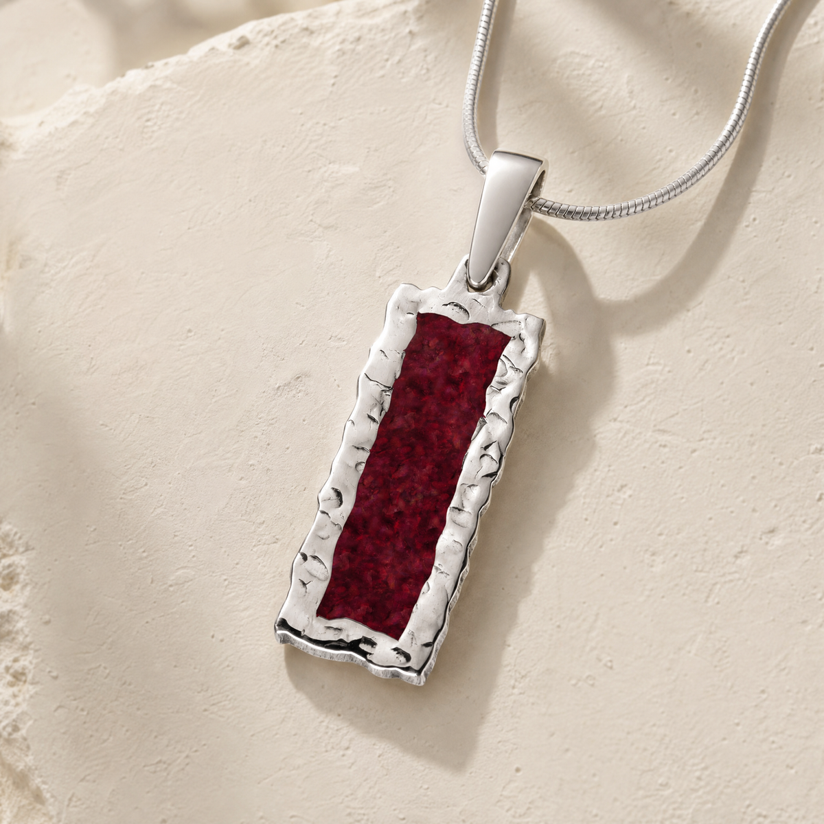 Lasting Long Rectangle Sterling Silver with Scarlet Pearl Opal Ash Resin Jewelry