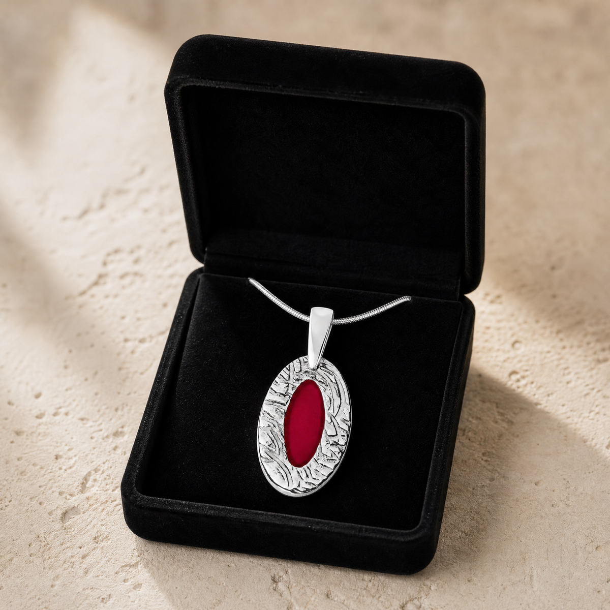 Heartfelt Oval Sterling Silver Ash Resin Jewelry