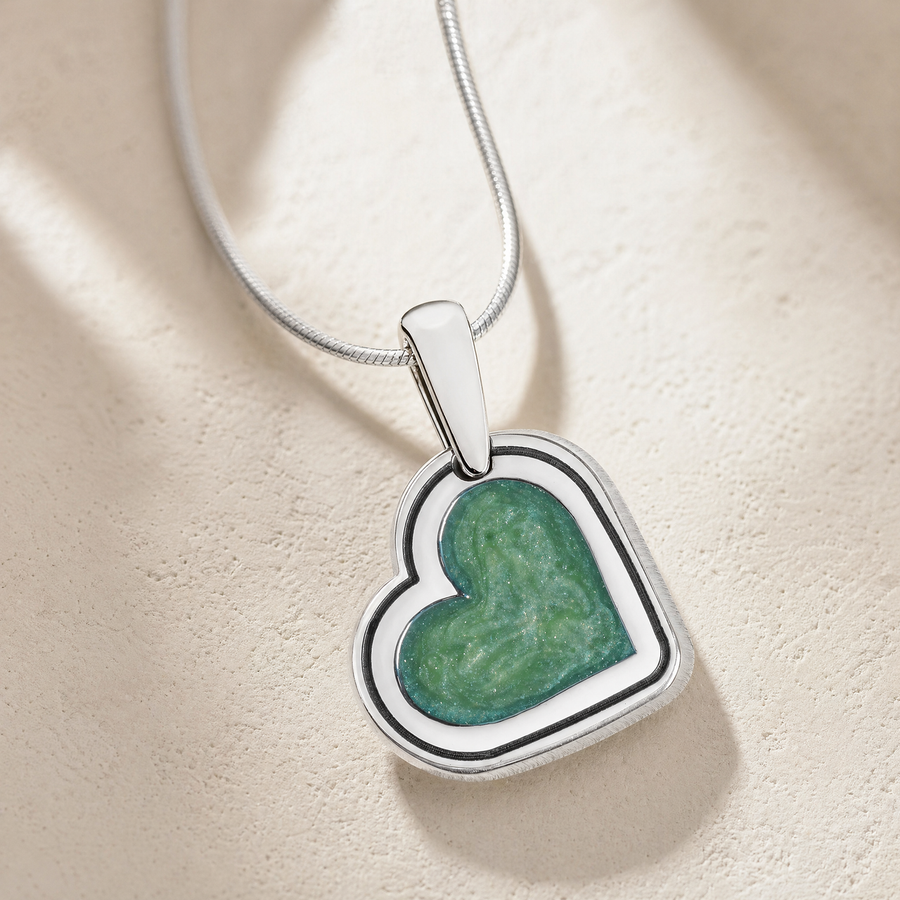 Solid 14K White Gold Attentive Heart Ash Resin Jewelry