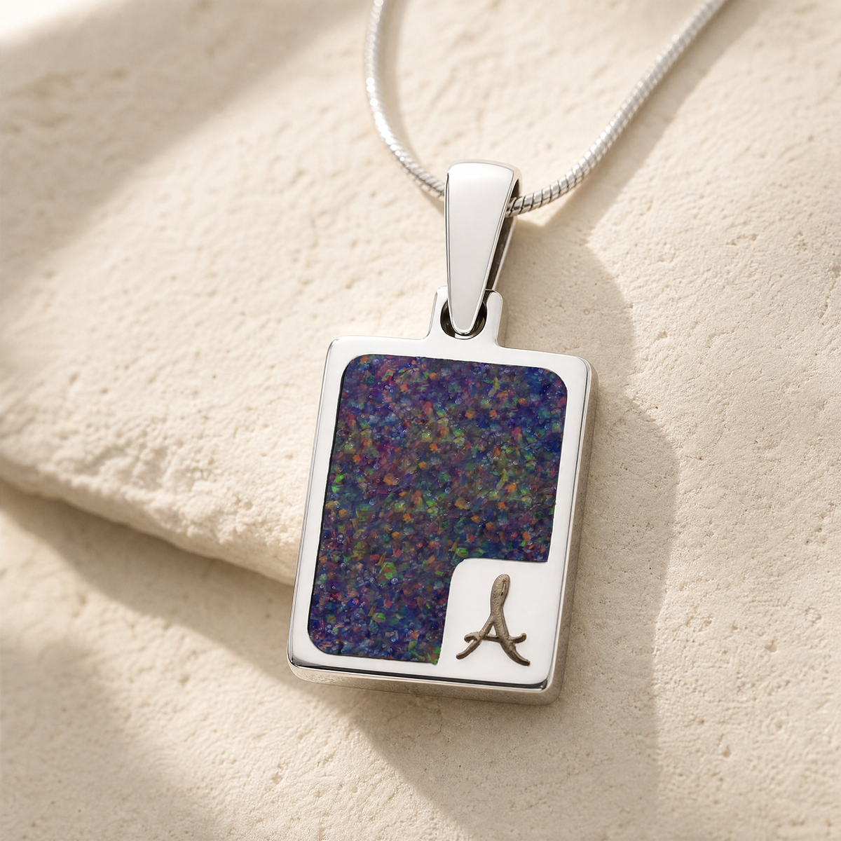 Marvelous Rectangle Sterling Silver Ash Resin Jewelry