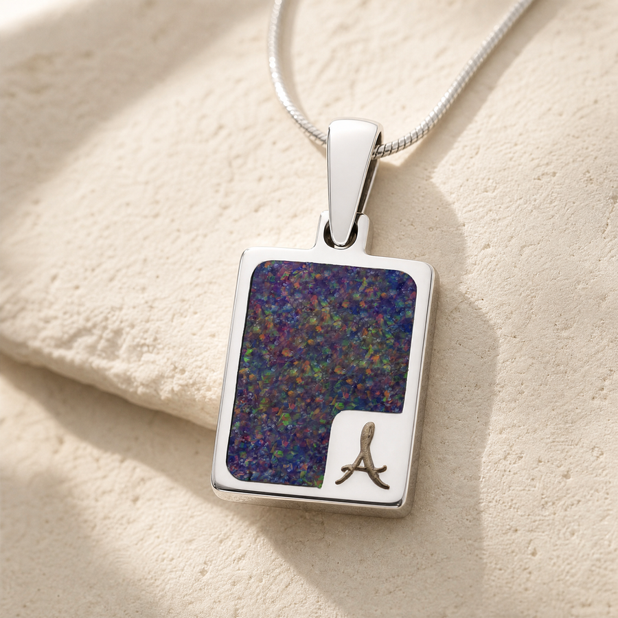 Marvelous Rectangle Sterling Silver Ash Resin Jewelry
