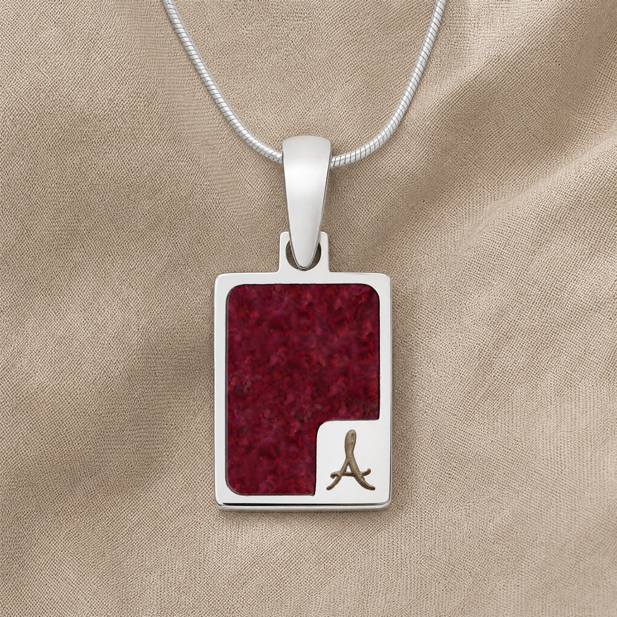 Solid 14K White Gold Splendid Rectangle Ash Resin Jewelry