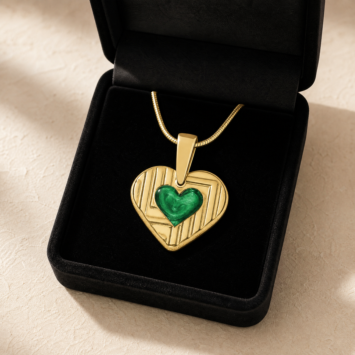 Solid 14K Gold Lined Heart with Seafoam Ash Resin Jewelry