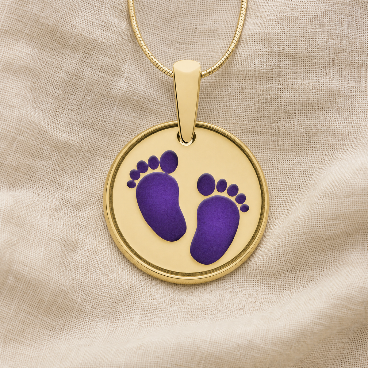 Lasting Imprint Round Gold Plated with Lilac Ash Resin Jewelry