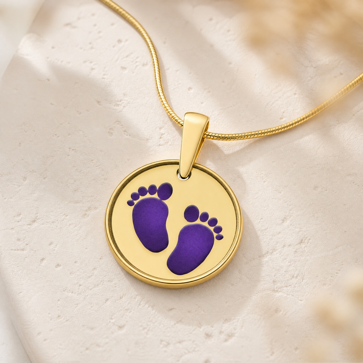 Lasting Imprint Round Gold Plated with Lilac Ash Resin Jewelry
