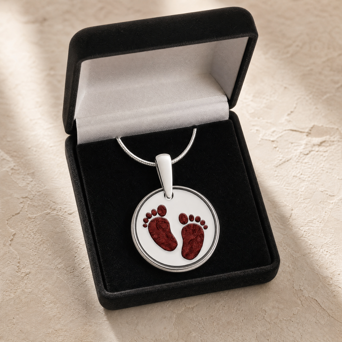 Lasting Imprint Round Sterling Silver with Crimson Ash Resin Jewelry