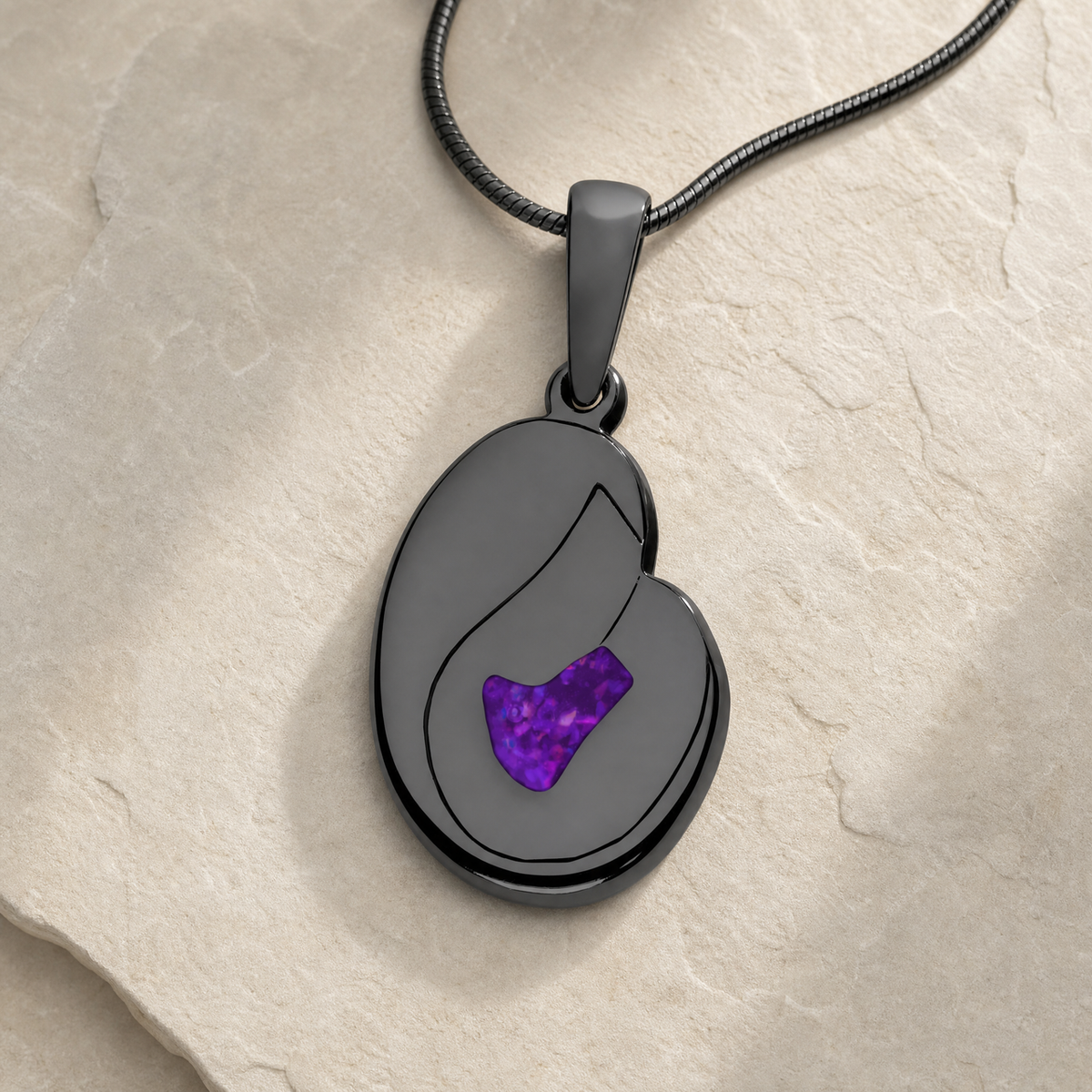 Beloved Black Finish with Lilac Pearl Opal Ash Resin Jewelry