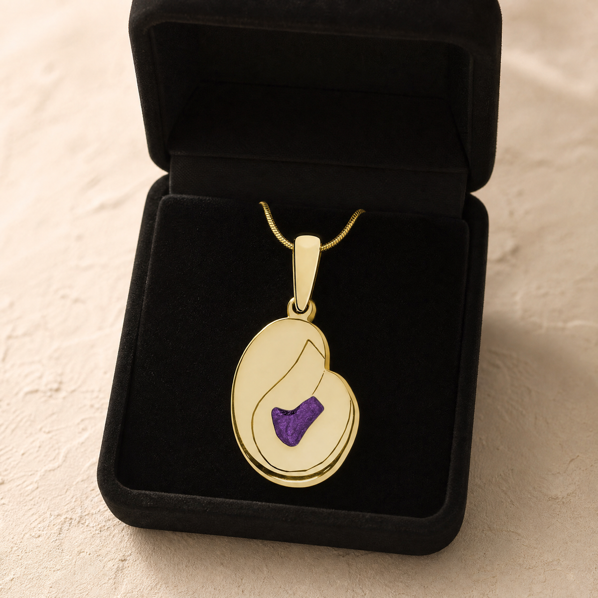 Solid 14K Gold Beloved with Mullberry Ash Resin Jewelry