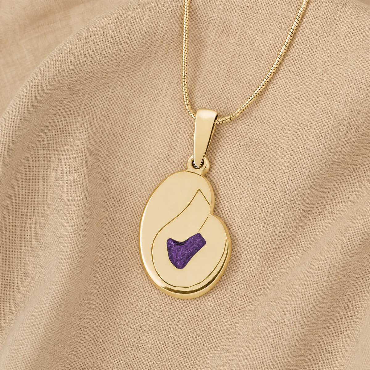 Solid 14K Gold Beloved with Mullberry Ash Resin Jewelry