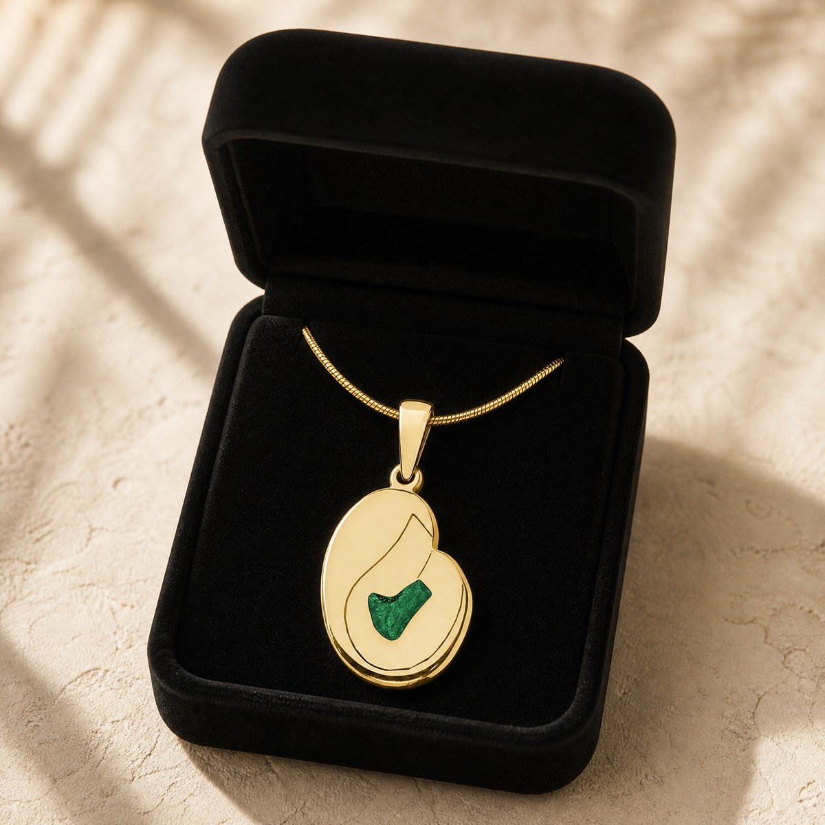 Solid 14K Gold Beloved with Seafoam Ash Resin Jewelry