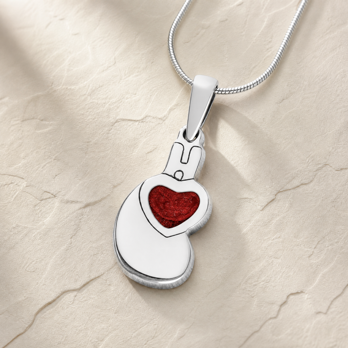 Solid 14K White Gold Holding You Close with Crimson Resin Ash Resin Jewelry