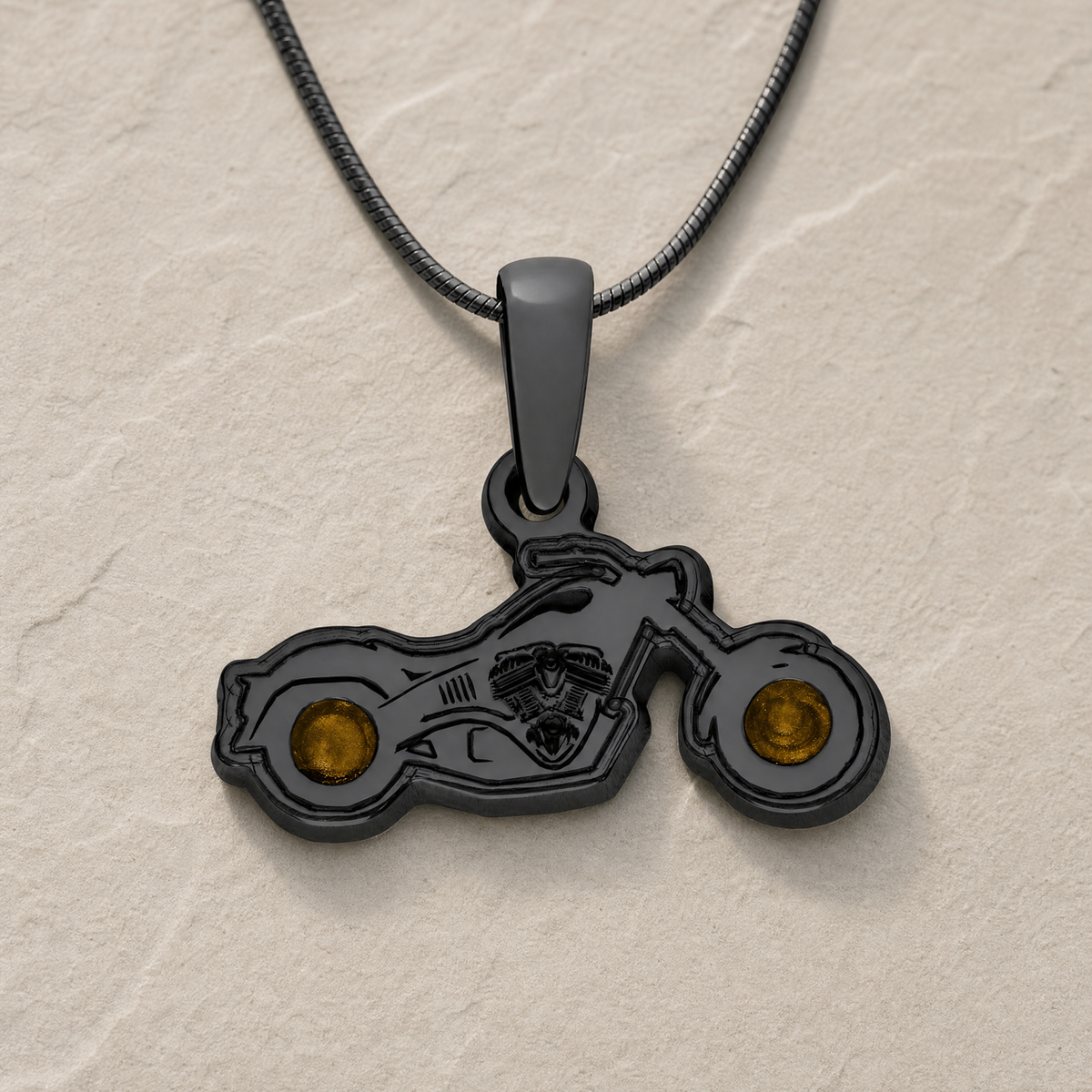 Riding Along Black Finish Ash Resin Jewelry