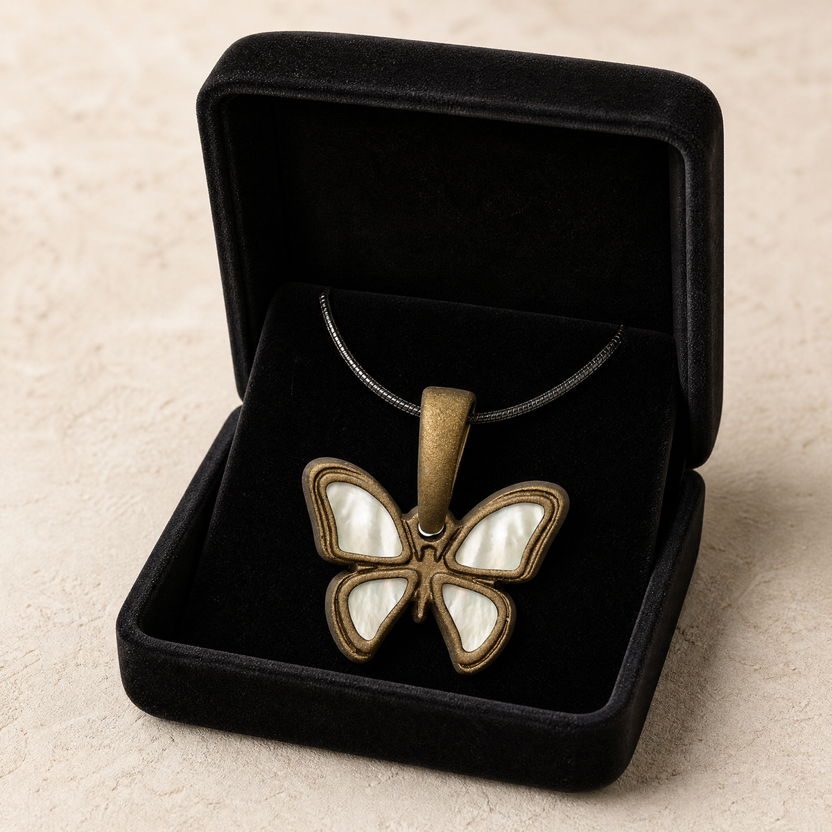 Lovable Butterfly Bronze Finish with Cream Resin Ash Resin Jewelry