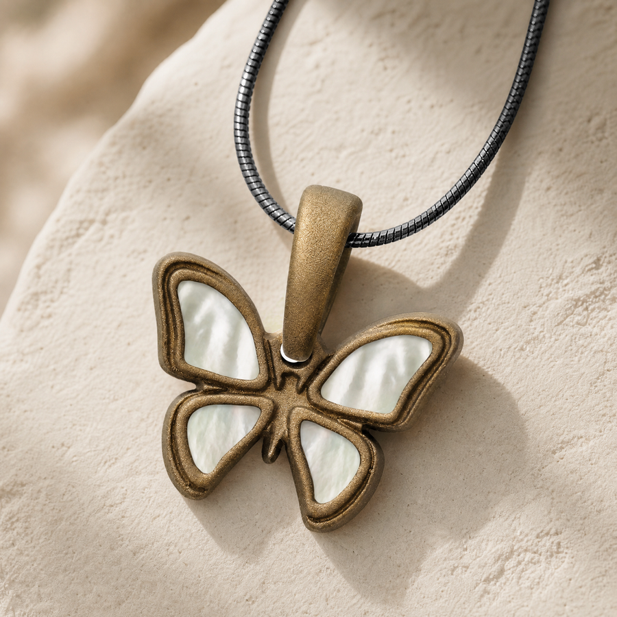 Lovable Butterfly Bronze Finish with Cream Resin Ash Resin Jewelry