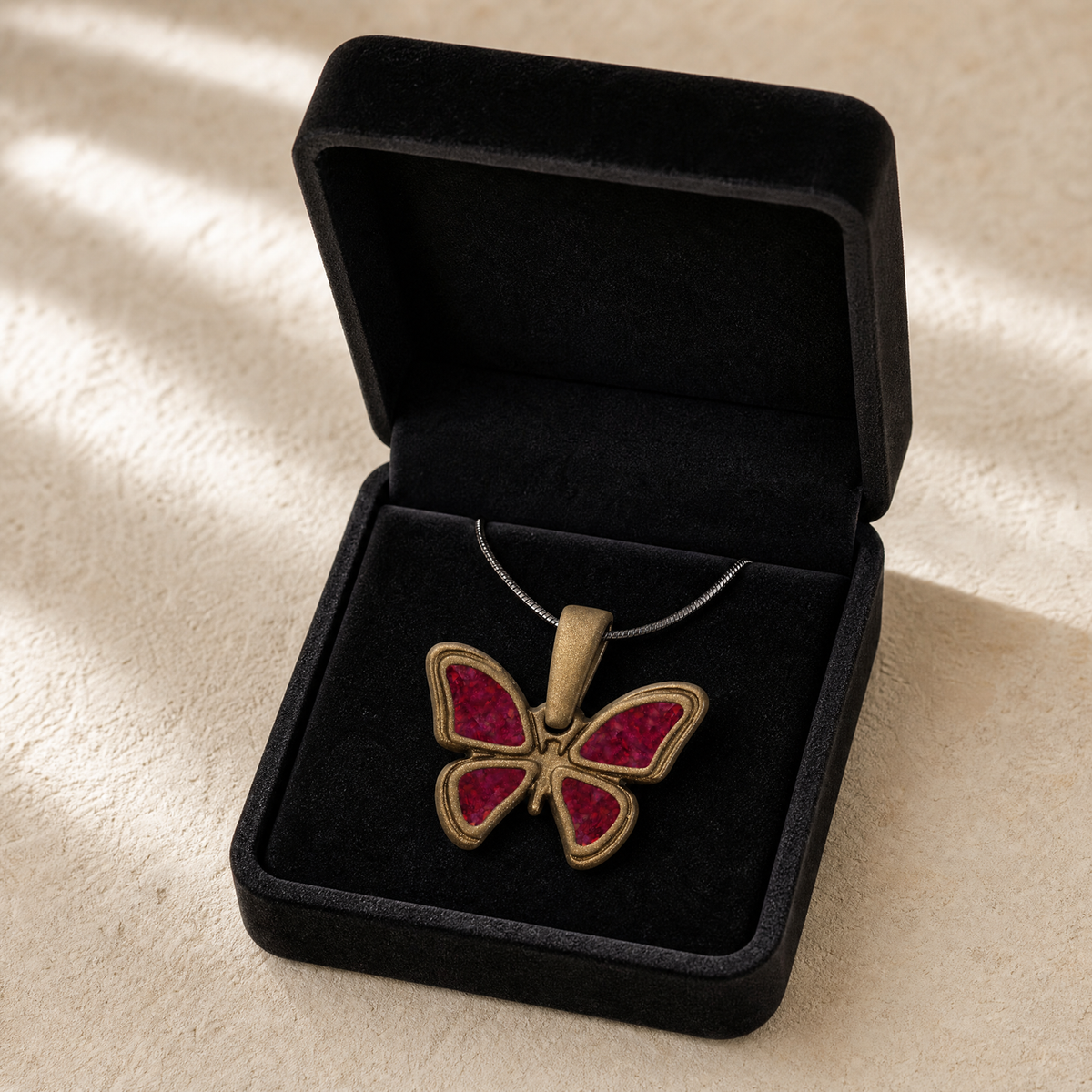 Lovable Butterfly Bronze Finish with Scarlet Cream Opal Resin Ash Resin Jewelry