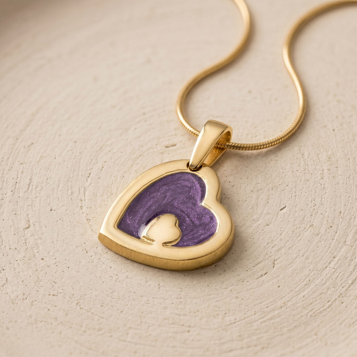 Two Of A Kind Heart Gold Plated with Mullberry Ash Resin Jewelry