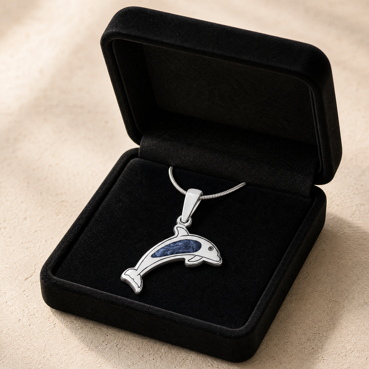 Jubilant Dolphin Sterling Silver with Slate Ash Resin Jewelry