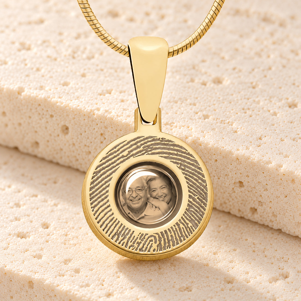Forever Round 14K Gold Fingerprint And Picture Pendant — main